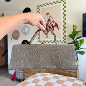 THEODOR CALIFORNIA VINTAGE TAN GREY SNAKE SKIN LEATHER CLUTCH PURSE